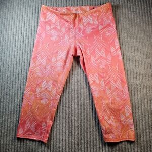 Girls' Pink Geometric Active Capri Leggings
